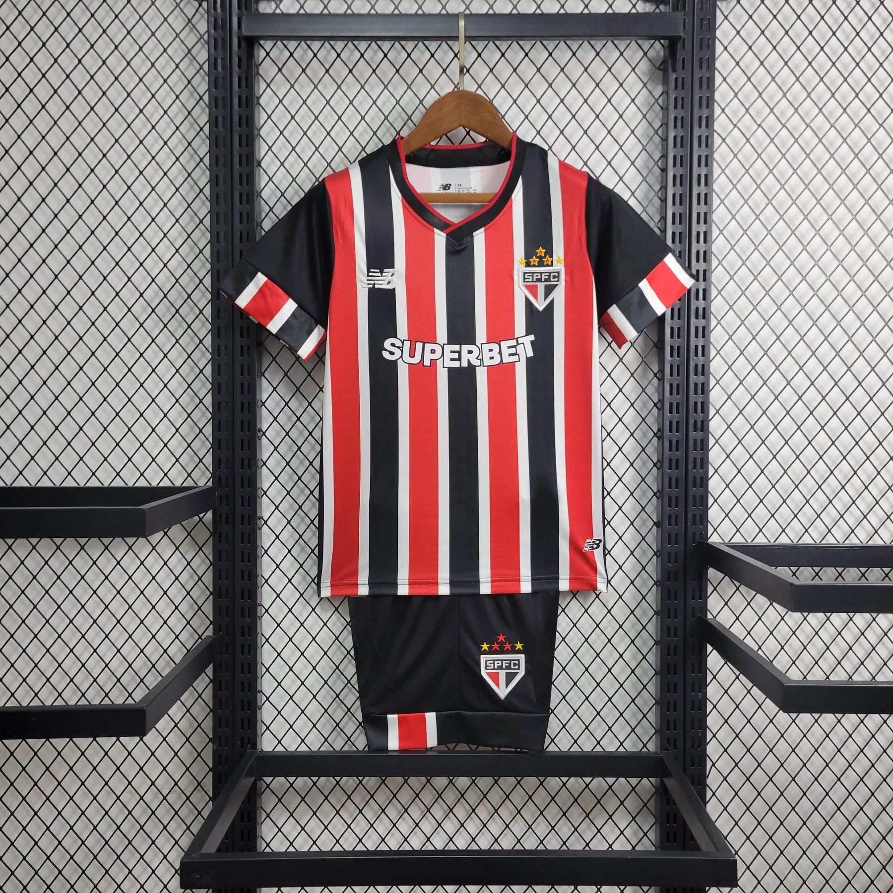 Conjunto Infantil São Paulo II 24/25 - Vermelho, Branco e Preto