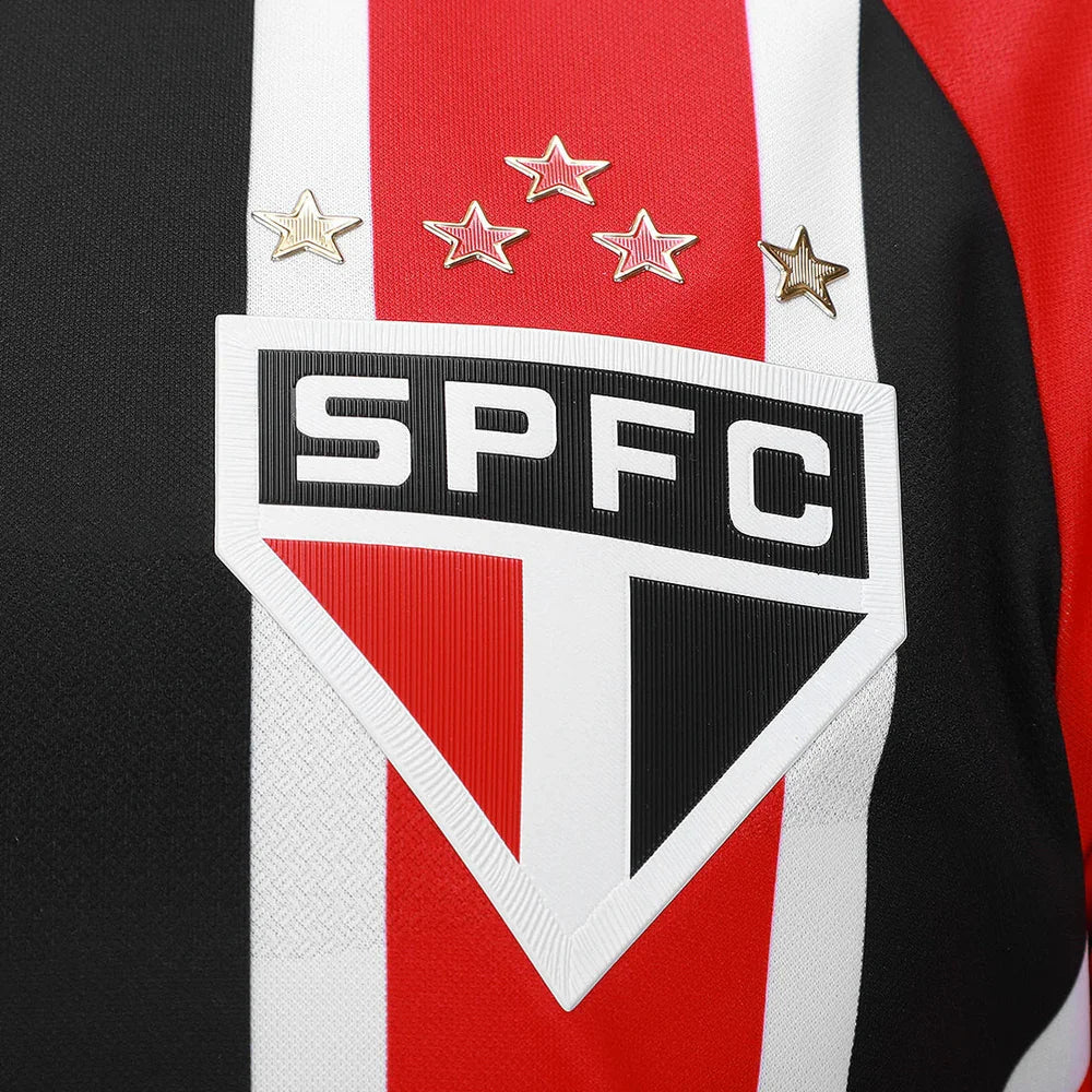 Camisa São Paulo II 25/26 - Jogador Masculina - Vermelho, Branco e Preto
