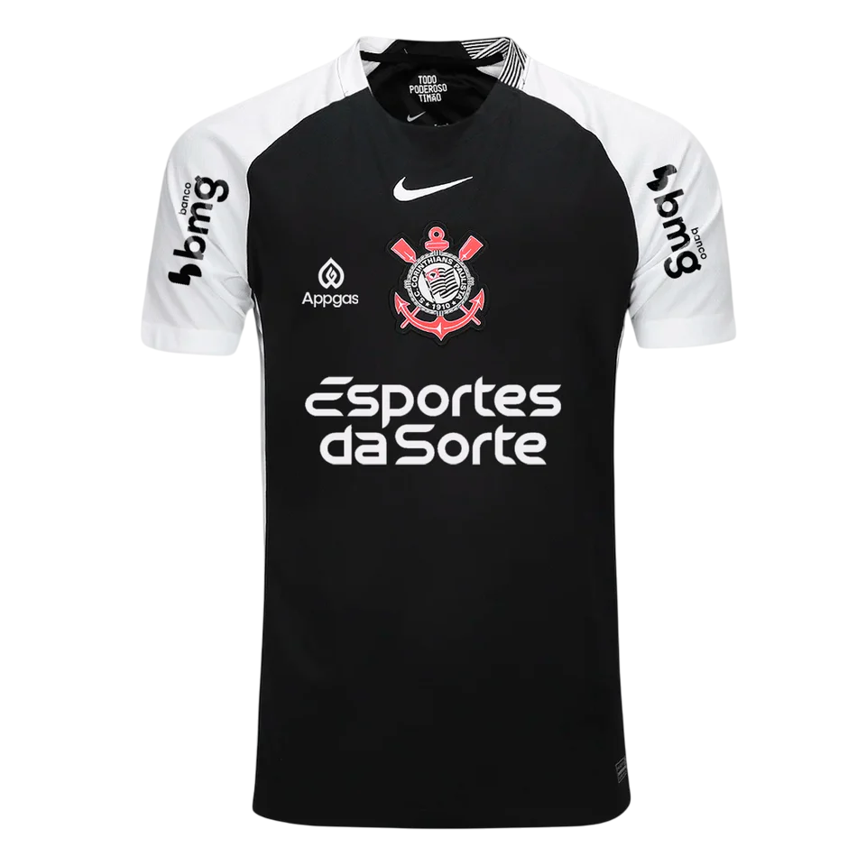 Camisa Timão II 25/26 - Torcedor Masculina - Preta + Patrocínios