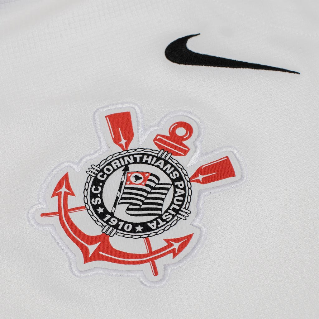 Camisa Timão Feminina I 25/26 - Torcedor - Branca e Preto