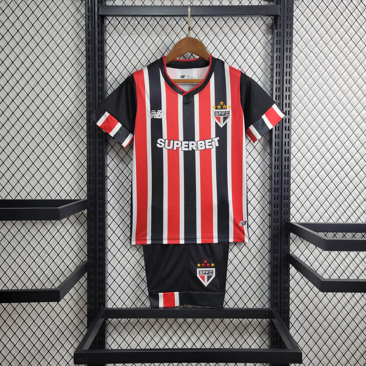Conjunto Infantil São Paulo II 24/25 - Vermelho, Branco e Preto