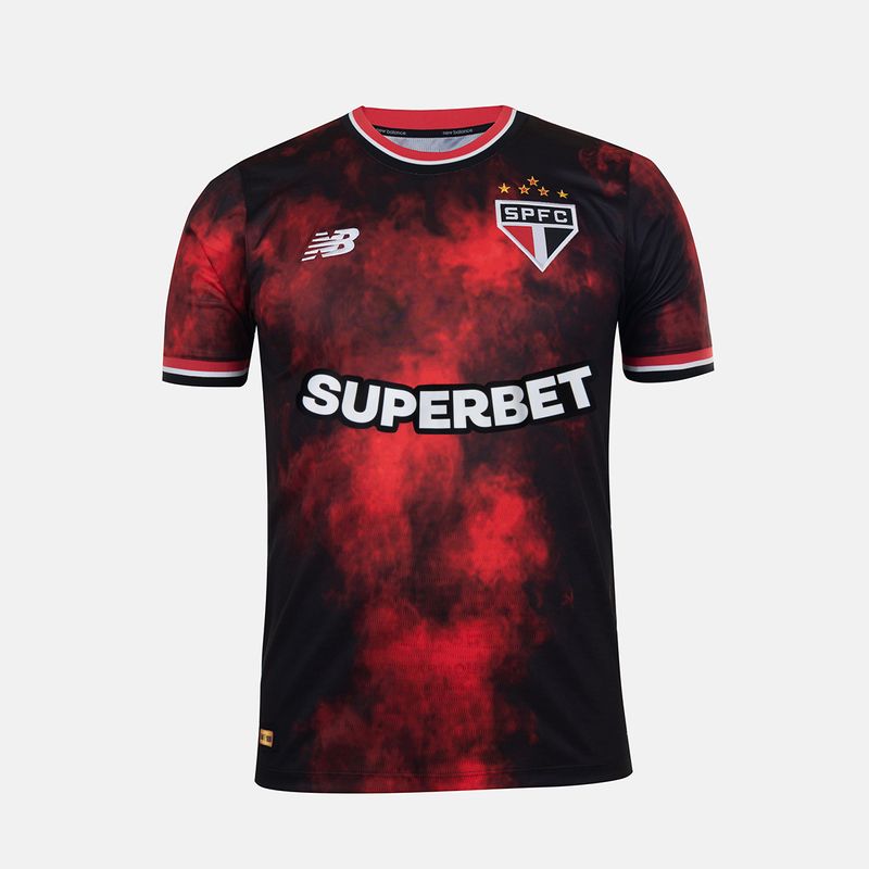 Camisa São Paulo III 24/25 - Torcedor Masculina- Preto e Vermelho