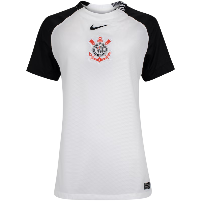 Camisa Timão Feminina I 25/26 - Torcedor - Branca e Preto