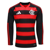 Camisa Flamengo I Manga Longa Torcedor 25/26 - Vermelha e Preta